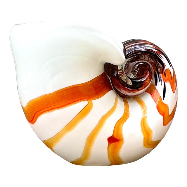 Vintage a Italian Murano Glass Nautilus Shell For Sale