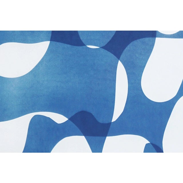 Abstract 2025, Melting Curves, Abstract Floating Shapes in Blue Tones, MOnotype Cyanotype on Watercolor Paper by Kind of Cyan For Sale - Image 3 of 8