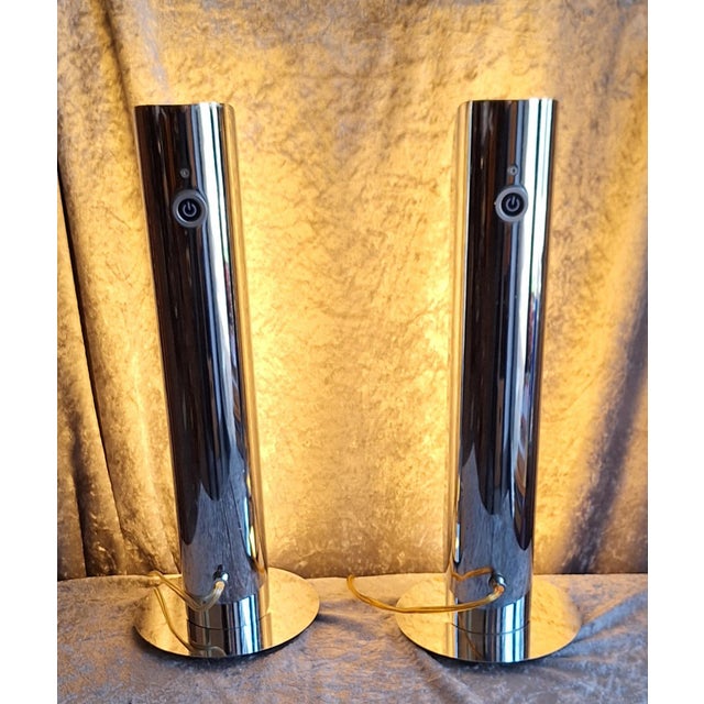 Vintage Table Lamps with Chrome-Plated Metal Housing and White Plastic Shade from Wofi-Leuchten, 2000s, Set of 2 For Sale - Image 11 of 11