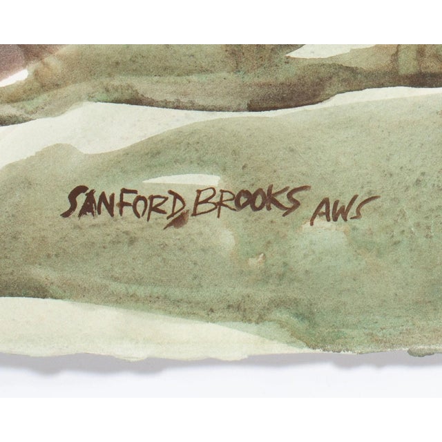 Paper Signed Watercolor Painting of a City by Sanford Brooks For Sale - Image 7 of 8