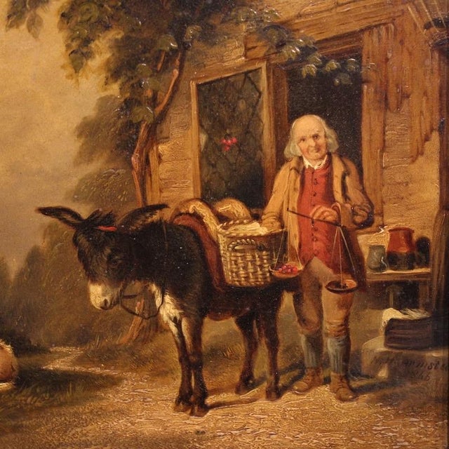 English Artist, Painting of a Rural Genre Scene, 1866, Oil on Panel For Sale - Image 4 of 16