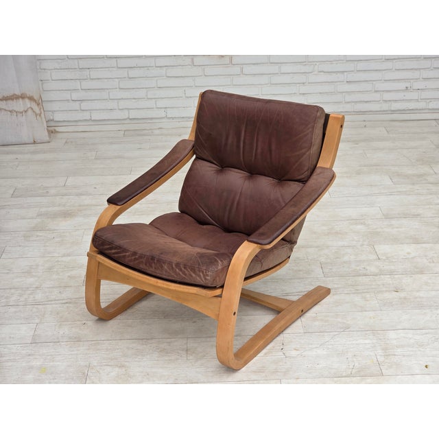 Swedish Leather and Bentwood Lounge Chair by Åke Fribytter, 1970s For Sale - Image 18 of 18