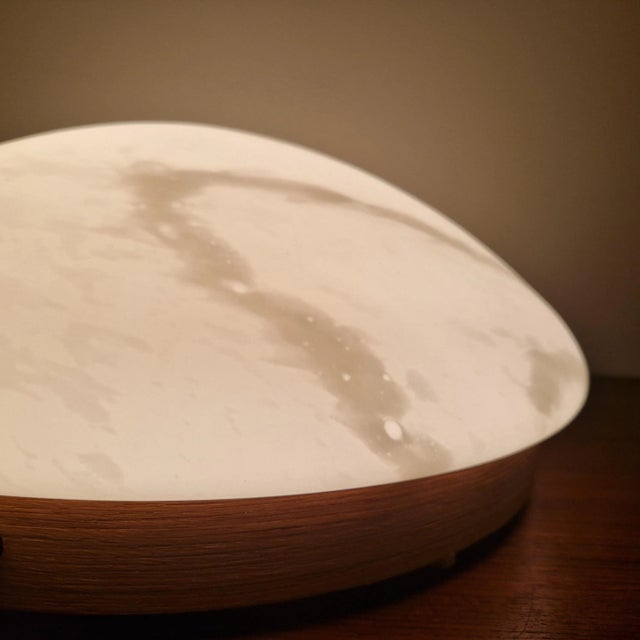 Brown Mid-Century Glass and Oak Flush Mount, 1970s For Sale - Image 8 of 10