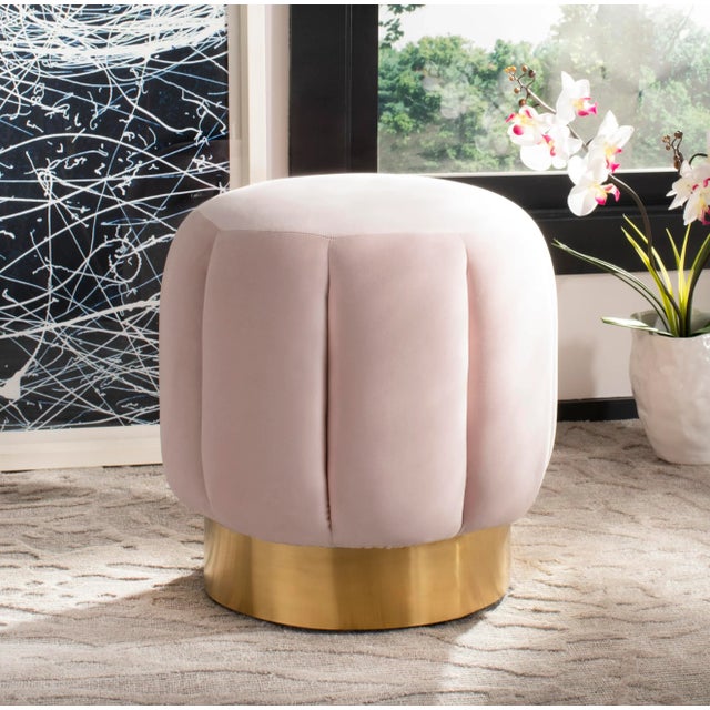 Tufted Ottoman, Pink For Sale - Image 4 of 5