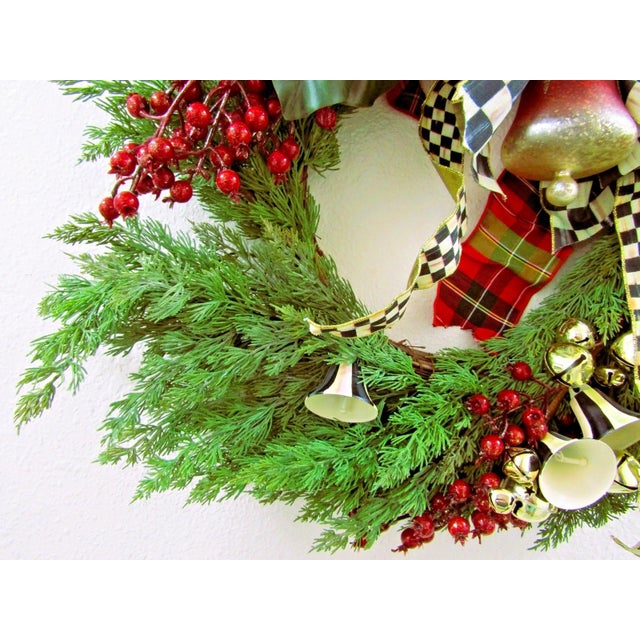 2020s MacKenzie-Childs Deck the Halls 24" Round Christmas Wreath For Sale - Image 5 of 11
