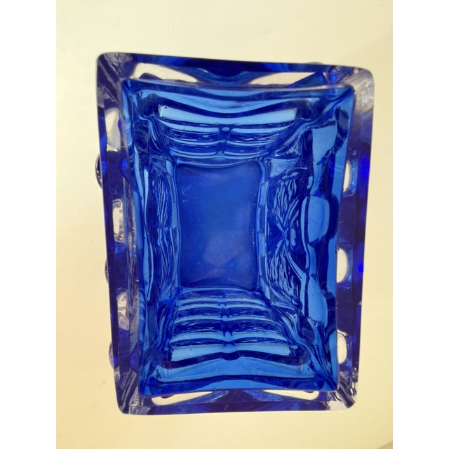 Cobalt Blue Pressed Glass Vase by Josef Schott for Smålandshyttan, Sweden, 1960s For Sale - Image 13 of 18
