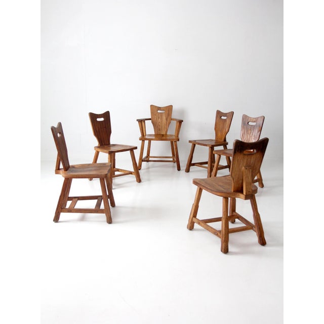 1940s American Rustic Oak Dining Chairs | For Sale - Image 4 of 18