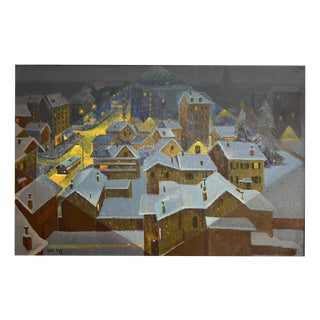 René Zigg, Flocons Nocturnes, 1997, Oil on Canvas, Framed For Sale