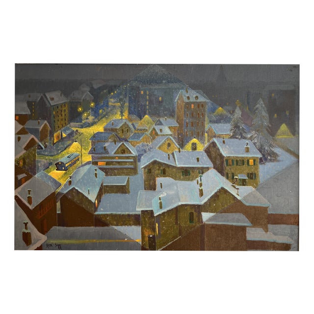 René Zigg, Flocons Nocturnes, 1997, Oil on Canvas, Framed For Sale