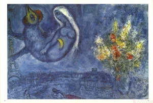 1969 Marc Chagall 'Dlm No. 182 Pages 20,21' Modernism Blue,White,Yellow,Green,Red Offset Lithograph
