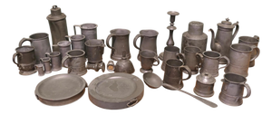 Pewter Pub Decor, 18th and 19th Century, Set of 30