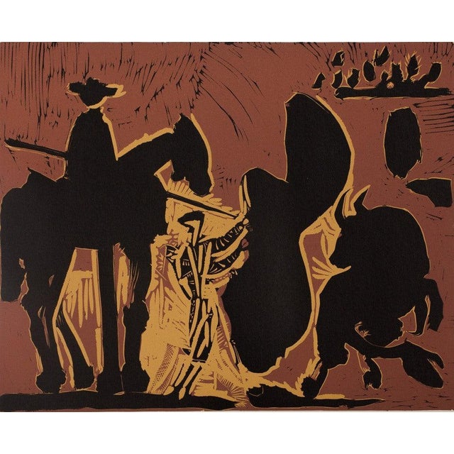 Pablo Picasso (1881-1973) (after) Bullfight, Torero Facing the Bull Color linocut On wove paper, 37 x 32 cm (approx. 15 x...