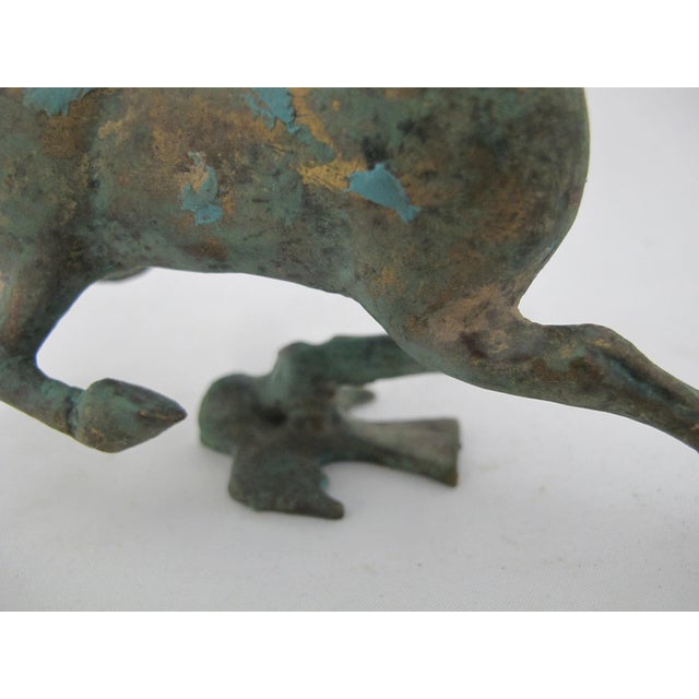 Figurative Chinese Bronze Flying Horse of Gansu Han Dynasty Style Figurine Sculpture For Sale - Image 3 of 12