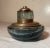 Large Vintage Handmade Hand Blown Control Bubble Glass Bronze Desk Inkwell Jar For Sale - Image 9 of 10