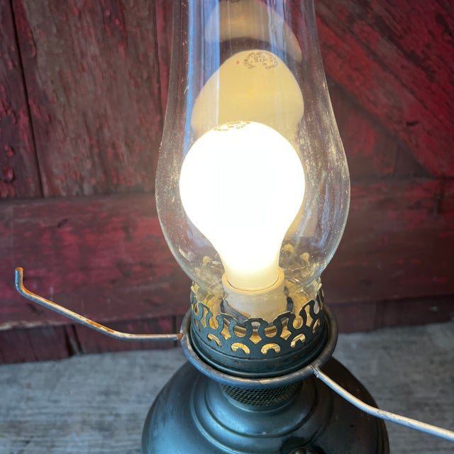 Vintage Aladdin Model No. 6 Electric Converted Oil Lamp With Clear Glass Chimney For Sale - Image 16 of 17