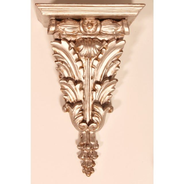 Vintage Italian Silver Gilt Acanthus Leaf Wooden Wall Shelves For Sale - Image 4 of 13