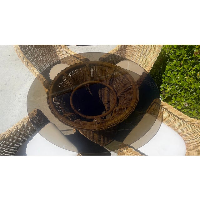 Vintage Woven Rattan Wicker Dining Set, Coastal Style With Braided Trim After Bielecky Brothers For Sale - Image 15 of 17