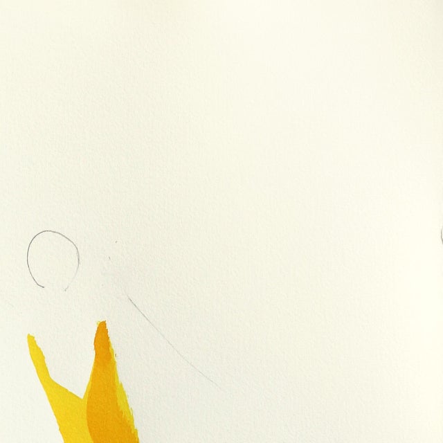 Contemporary The Yellow Dress 9 - Abstract Flowy Minimalist Figurative Ink Original Artwork by Bettina Mauel For Sale - Image 3 of 8