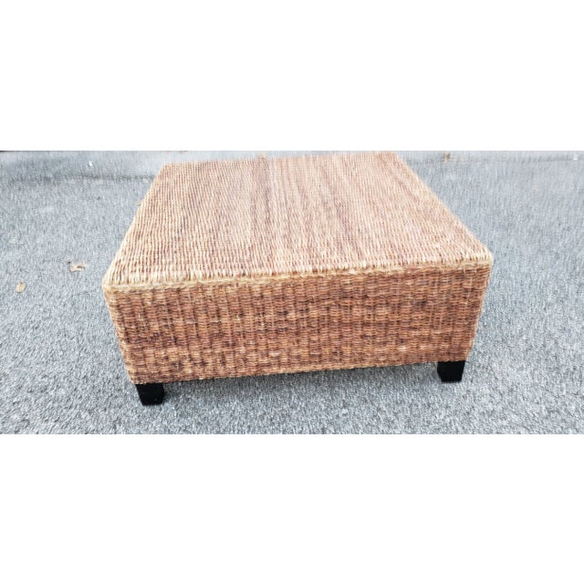 Large Farmhouse Wicker Ottoman/Coffee Table For Sale - Image 4 of 10