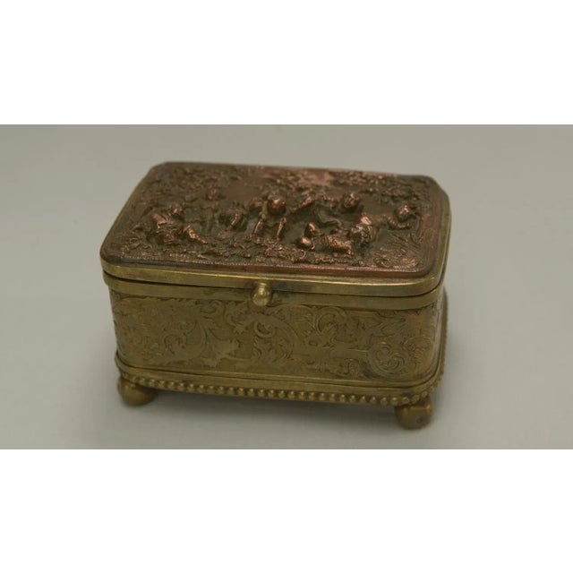 Embossed Gold Copper Box, Mid-19th Century For Sale - Image 4 of 12