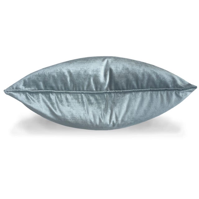 Contemporary Contemporary Hollywood Regency Shimmering Velvet 22" Throw Pillow, Silver Blue For Sale - Image 3 of 6