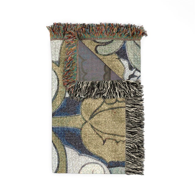 This Arts and Crafts owl woven throw blanket features a design adapted from C. F. A. Voysey, with stylized owls, sweeping...