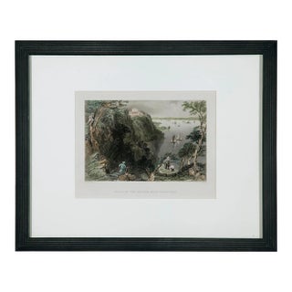 "Villa on the Hudson Near Weehawken" Engraved Print by J.C.Bentley For Sale