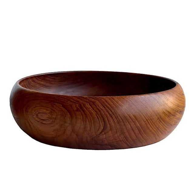 Mid 20th Century Hand-Turned Teak Wood Bowls, 5 Pieces For Sale - Image 10 of 16