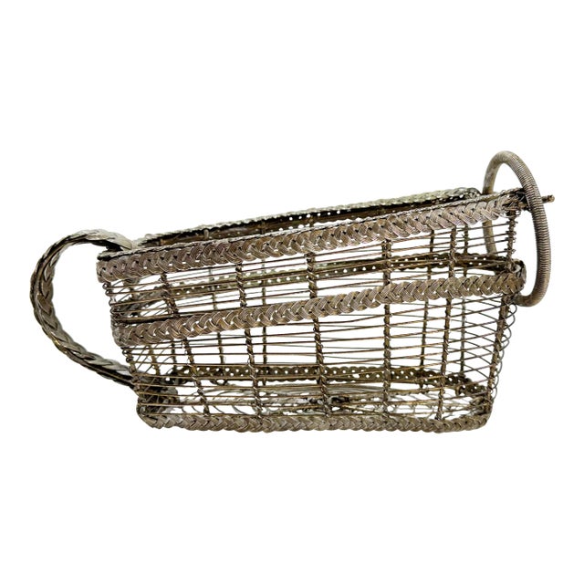Antique French Braided Silver Wire Wine Holder For Sale