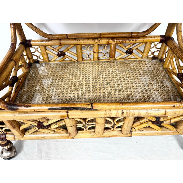 Vintage Brighton Bamboo Rattan Bar Cart For Sale - Image 10 of 12