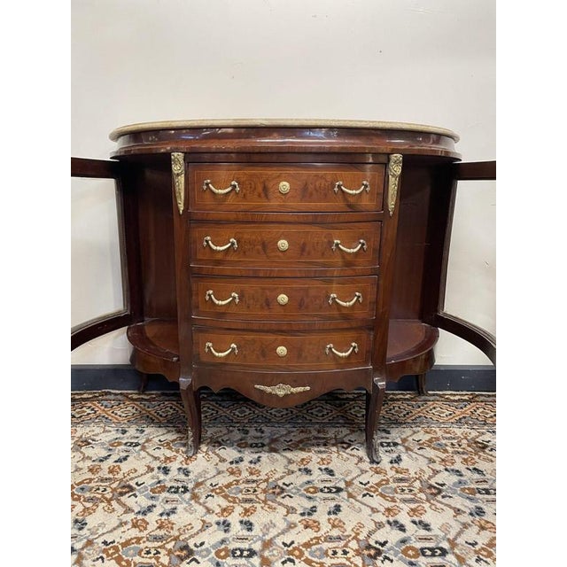 Demilune Commode in Mahogany with Marble Top For Sale - Image 6 of 7
