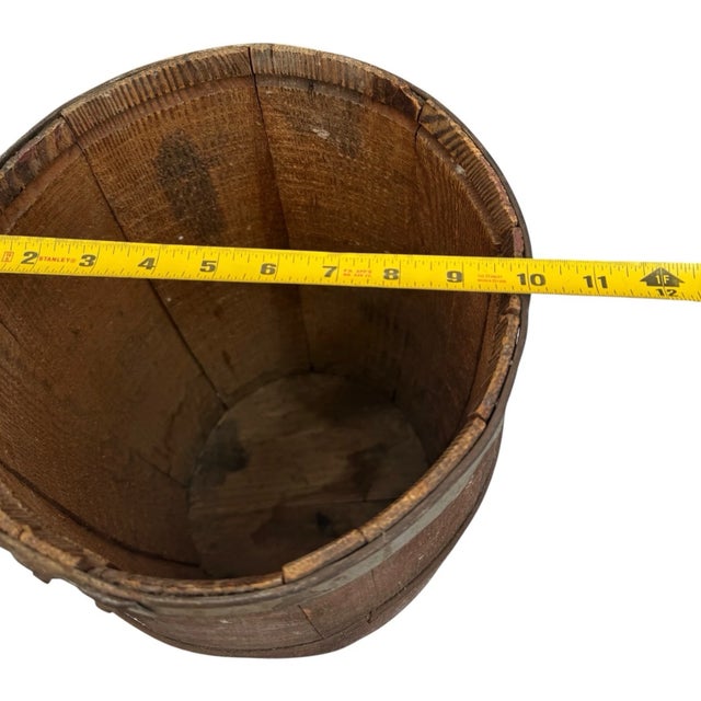 Antique Primitive Wooden Nail Keg Barrel Rustic Farmhouse Country Decor Old 18” For Sale - Image 12 of 13