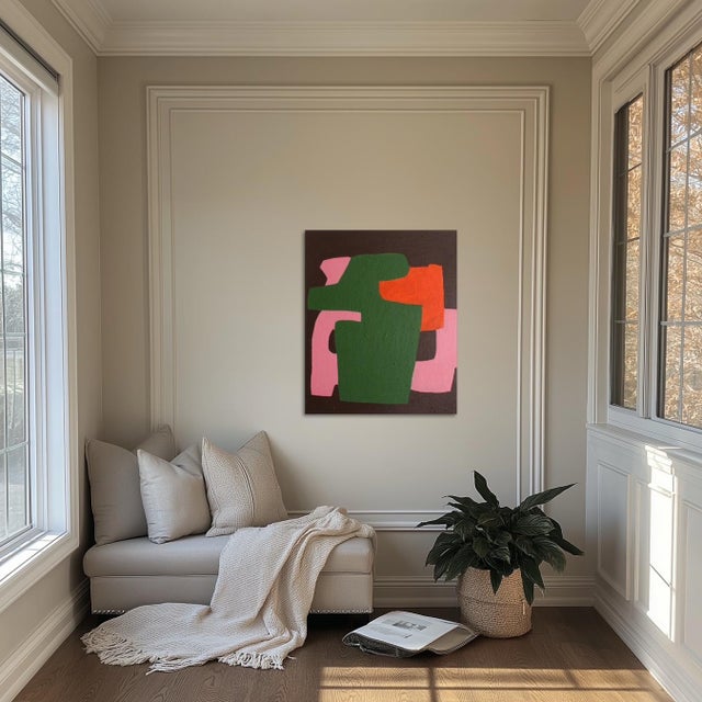 Early 21st Century Bodasca, Mid-Century Style Minimalist Brick Composition, 2026, Acrylic on Canvas For Sale - Image 5 of 12