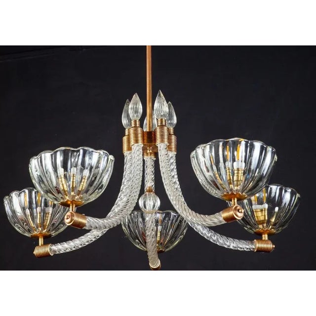Italian Art Deco Chandelier from Barovier & Toso, 1940s For Sale - Image 3 of 15