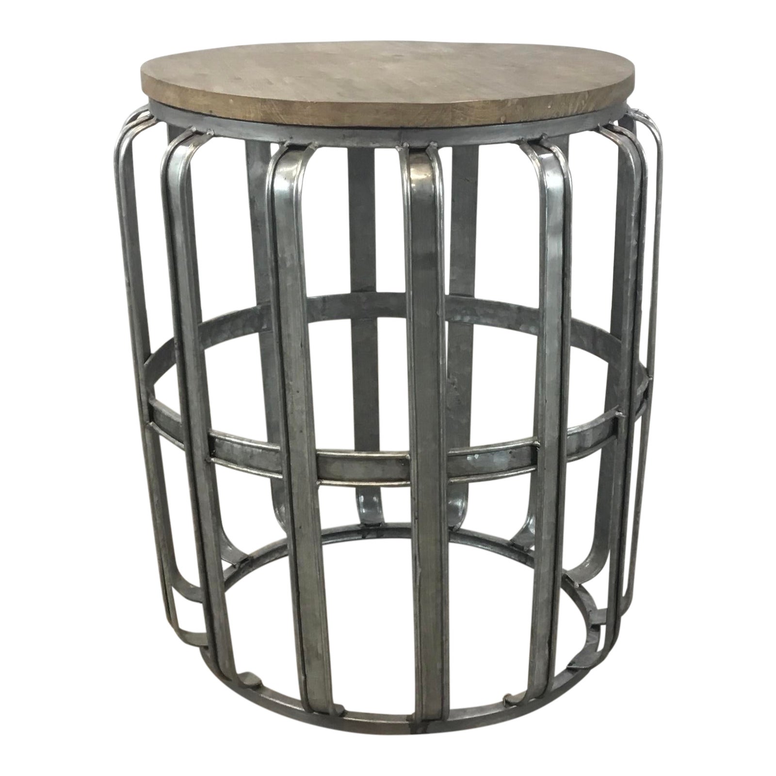 Industrial Modern Reclaimed Wood And Galvanized Steel Accent Table Chairish