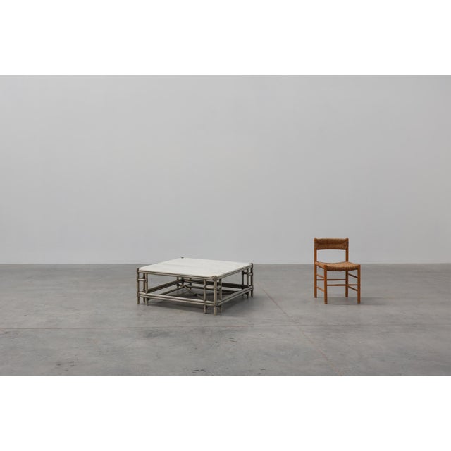 Mid-Century Modern Large Wicker Attila Series Coffee Table with Marble Top by Gasparucci, 1980s For Sale - Image 3 of 13