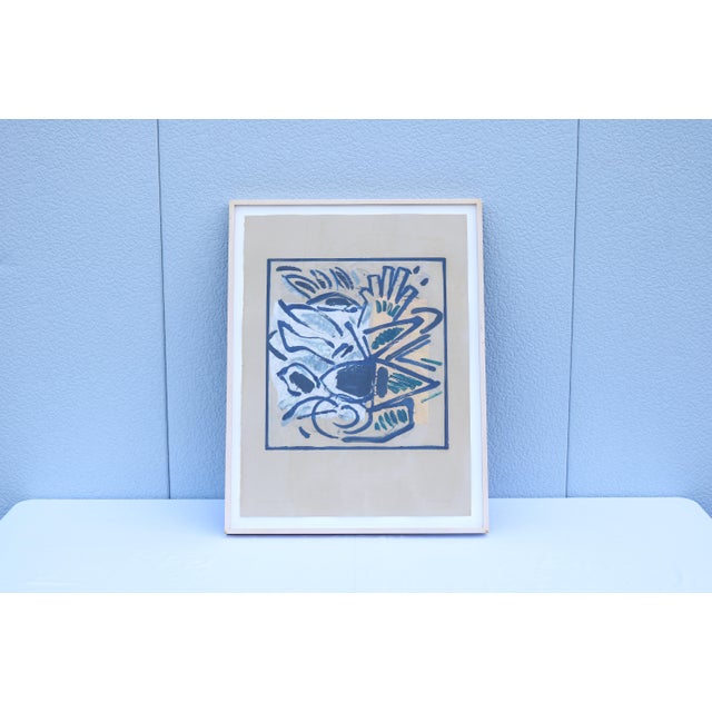 Fabulous 1986 Lucio Pozzi original one-of-a-kind framed Nice abstract expressionism monotype artwork, oil on paper. It is...