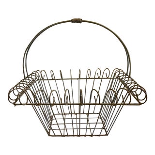 Vintage Large French Style Wire Basket For Sale