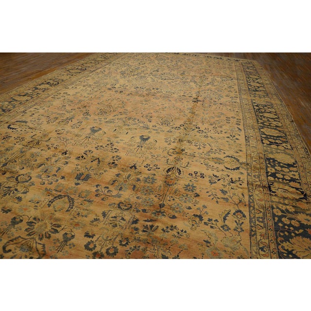 1920s Antique Sarouk Mohajeran Large Oversized Big Rug Wool Coral For Sale - Image 4 of 15