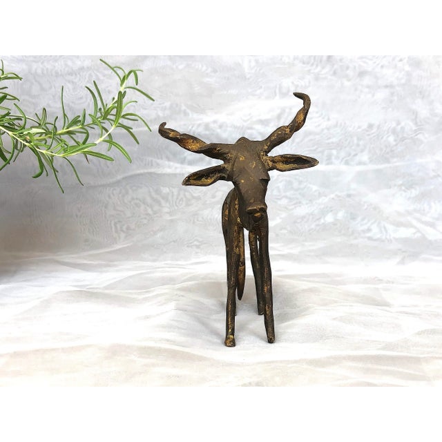 Tribal African Bronze Antelope Sculpture For Sale - Image 3 of 13