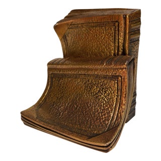 Mid 20th Century Mid-Century Solid Brass Worn Books Bookend For Sale