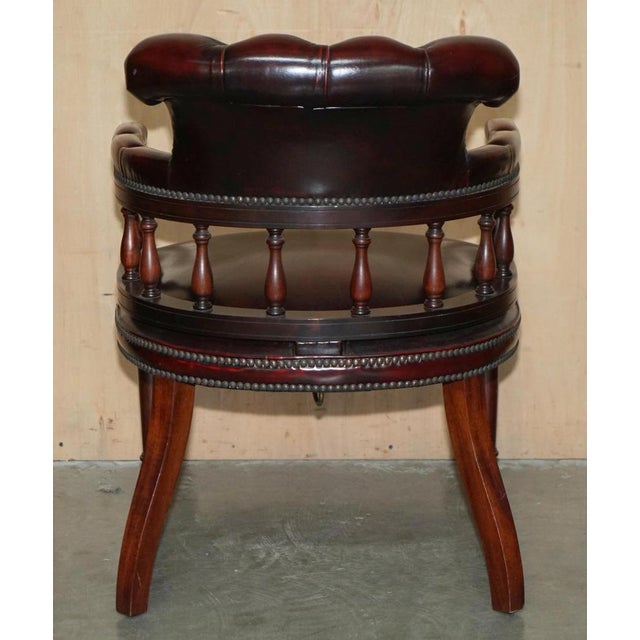 Oxblood Leather Chesterfield Captain's Chairs with Floor Lock Rings, Set of 2 For Sale - Image 14 of 18