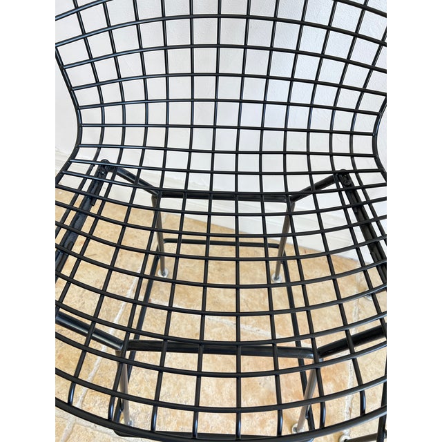 Black Late 20th Century Authentic Knoll "Bertoia" Black Bar Stools - Set of 3 For Sale - Image 8 of 14