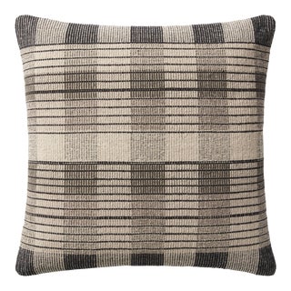 Amber Lewis x Loloi Blythe Ivory / Black 22" x 22" Cover with Poly Pillow For Sale