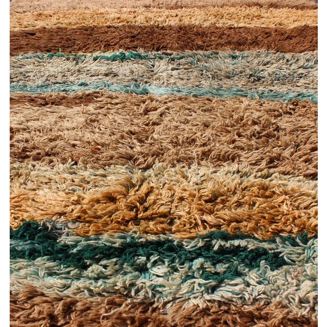 Textile Vintage Turkish Brown and Blue Tulu Rug For Sale - Image 7 of 10