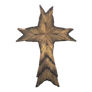 Antique Tramp Art Matchstick Gold Painted Crucifix