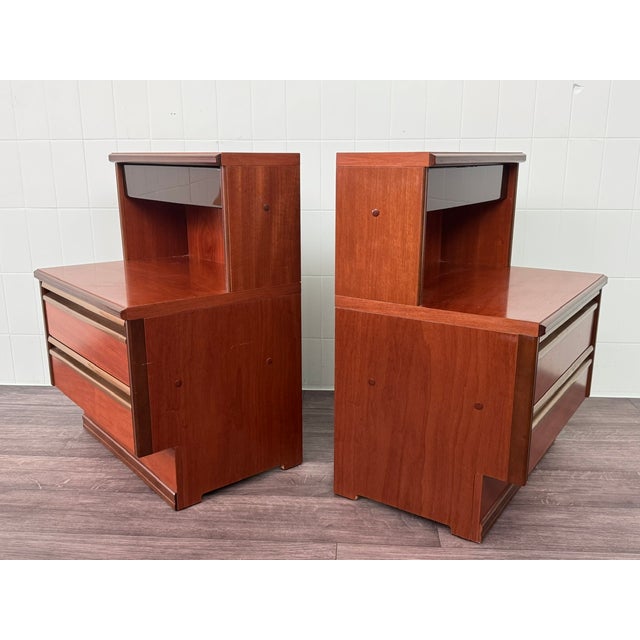 Vintage Italian Nightstands with Integrated Lamps, 1970s, Set of 2 For Sale - Image 14 of 18