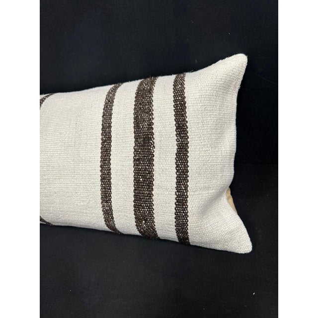 Turkish Hemp Pillow Cushion Natural Beige Brown Cushion Cover 14"x40" For Sale - Image 4 of 4