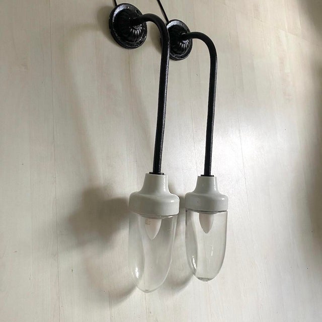 Art Deco Wall Sconces in Cast Iron with Glass and Ceramic, 1930s, Set of 2 For Sale - Image 12 of 12
