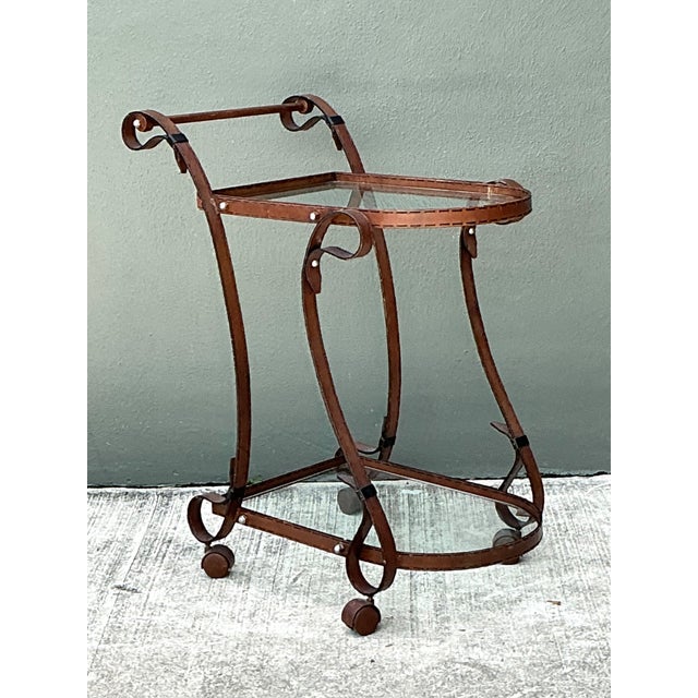 Vintage Glass and Metal Bar Cart For Sale - Image 9 of 12